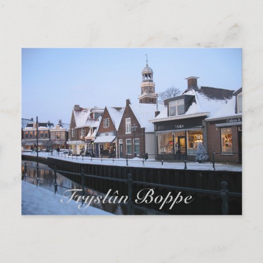Fryslân Boppe Lemmer Canal Briefkaart (Voorkant)