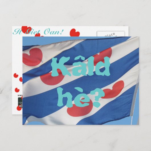Fryslan Flag & Text Kâld hè? Briefkaart (Voorkant / Achterkant)