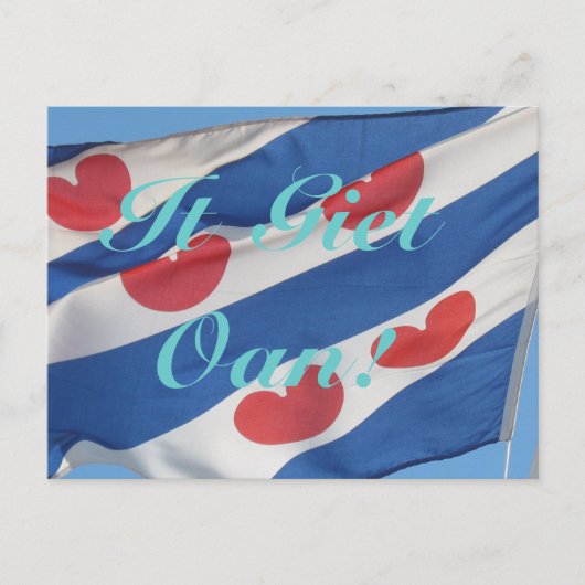 Fryslan vlag en tekst die het Oan geeft! Briefkaar Briefkaart (Voorkant)