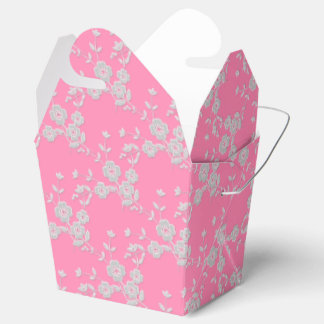 FS Stijl 1-roze-Witte-PARTIJ FAVOR BOXEN, neem uit Bedankdoosjes