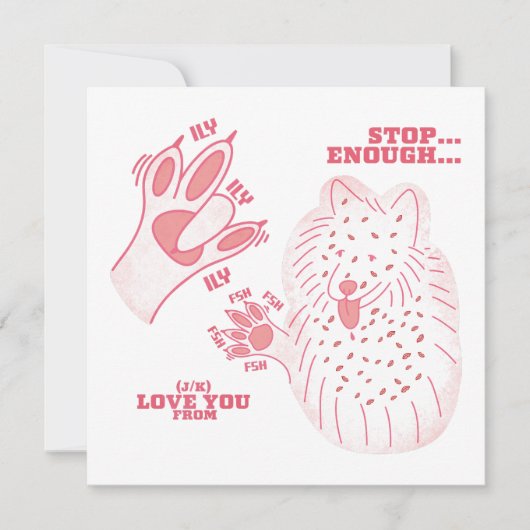 FSH - Stop Genoeg J/K Love You - ASL Design Kaart (Voorkant)