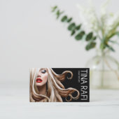 Fstromende jurken Hair Stylist blonde | zwart Visitekaartje (Staand voorkant)