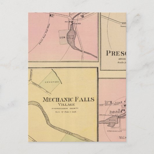 Ft Fairfield, Presque Isle, Cariou Map Briefkaart (Voorkant)
