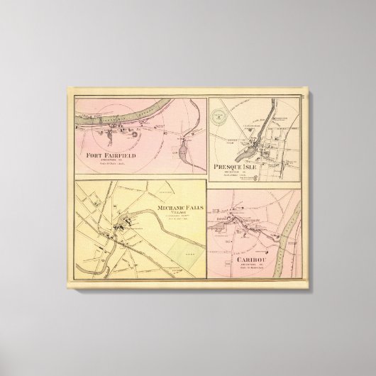Ft Fairfield, Presque Isle, Cariou Map Canvas Afdruk (Voorkant)