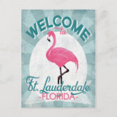 Ft Lauderdale Florida Pink Flamingo Retro Briefkaart (Voorkant)