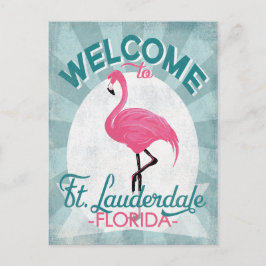 Ft Lauderdale Florida Pink Flamingo Retro Briefkaart
