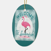 Ft Lauderdale Florida Pink Flamingo Retro Keramisch Ornament (Links)
