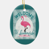 Ft Lauderdale Florida Pink Flamingo Retro Keramisch Ornament (Achterkant)
