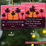 Ft Lauderdale Florida Retro Sunset Palm Tree jaren Keramisch Ornament<br><div class="desc">Fort Lauderdale Florida Vintage 60s Souvenirs. Fort Lauderdale Beach Florida - Retro Tropical Palm Tree 60s Souvenirs ontwerp maakt een geweldig kerst- of verjaardagscadeau voor fans van Fort Lauderdale. Het retro zomerse vibe ontwerp is een perfect cadeau voor reisliefhebbers en tropische bestemmingsfans. - " U kunt deze sjabloon aanpassen en...</div>
