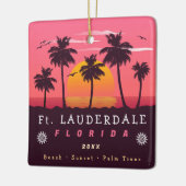 Ft Lauderdale Florida Retro Sunset Palm Tree jaren Keramisch Ornament (Links)