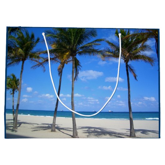 Ft Lauderdale Florida Sand Beach & Palm Trees Large Cadeautasje (Achterkant)