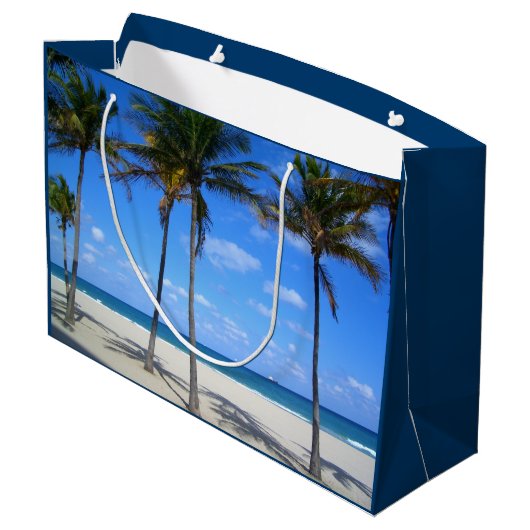 Ft Lauderdale Florida Sand Beach & Palm Trees Large Cadeautasje (Achterkant Gekanteld)