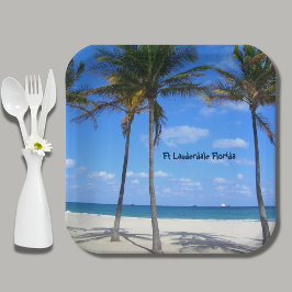 Ft Lauderdale Florida Sand Beach & Palm Trees Papieren Bordje