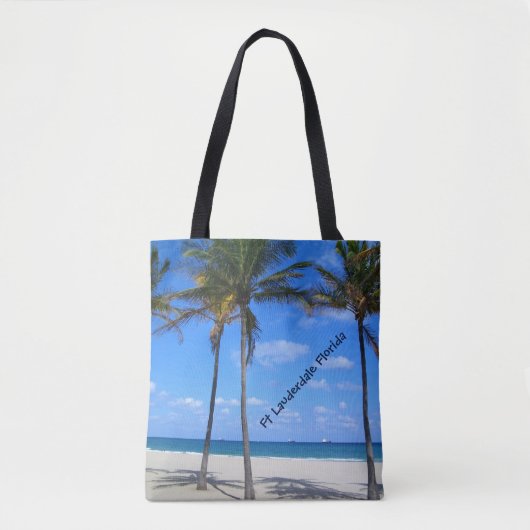 Ft Lauderdale Florida Sand Beach & Palm Trees Tote Bag (Voorkant)