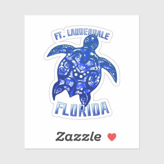Ft Lauderdale Florida Vacation Tribal Turtle Sticker (Vel)