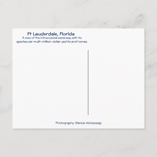 Ft Lauderdale Intrakustwaterway & Skyline Briefkaart (Achterkant)