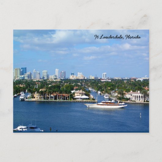 Ft Lauderdale Intrakustwaterway & Skyline Briefkaart (Voorkant)