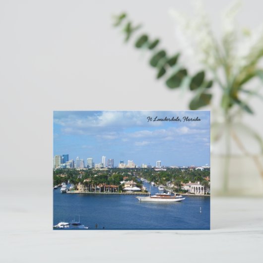 Ft Lauderdale Intrakustwaterway & Skyline Briefkaart (Staand voorkant)