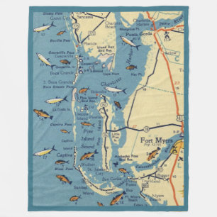 Ft. Myers Kaart Fleece Deken