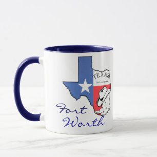 Ft Worth Texas Staatkaart met Ster, Laarzen, Hoed Mok