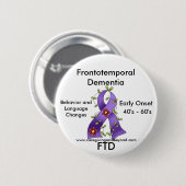 FTD, Frontotemporal Dementia Paars Ribbon Pin Ronde Button 5,7 Cm (Voorkant /achterkant)