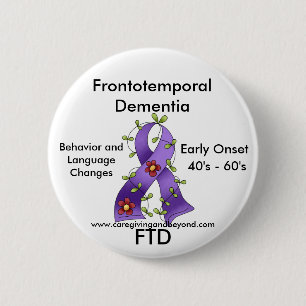 FTD, Frontotemporal Dementia Paars Ribbon Pin Ronde Button 5,7 Cm
