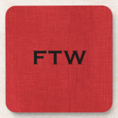 FTW-monogram op rode linnen textuur Foto Bier Onderzetter (Voorkant)