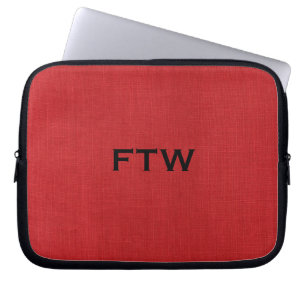 FTW-monogram op rode linnen textuur Foto Laptop Sleeve