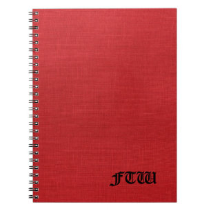 FTW-monogram op rode linnen textuur Foto Notitieboek