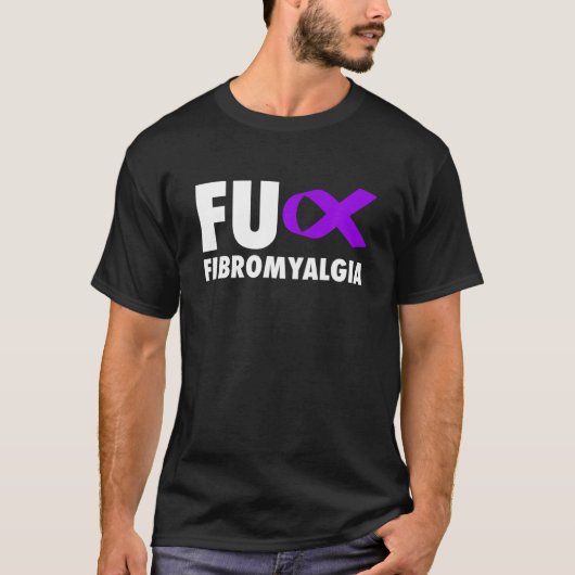 FU Fibromyalgia Paars Ribbon - Fibro T-shirt (Voorkant)