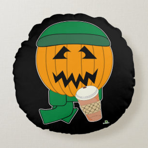 Fu Hipster Jack-o-lantern Koffie Fun Halloween Rond Kussen