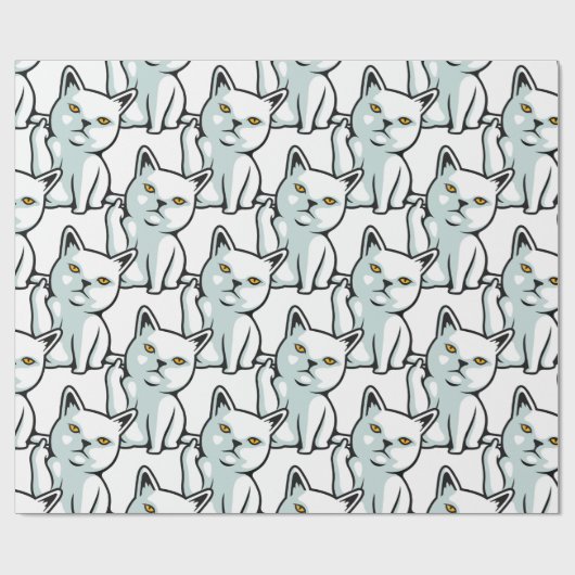 FU-kattehandgebaar met een grappig handgebaar Verp Cadeaupapier (Vlak)