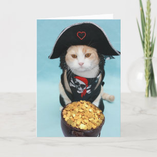 Fu[nny Pirate Kat Valentijn Feestdagen Kaart