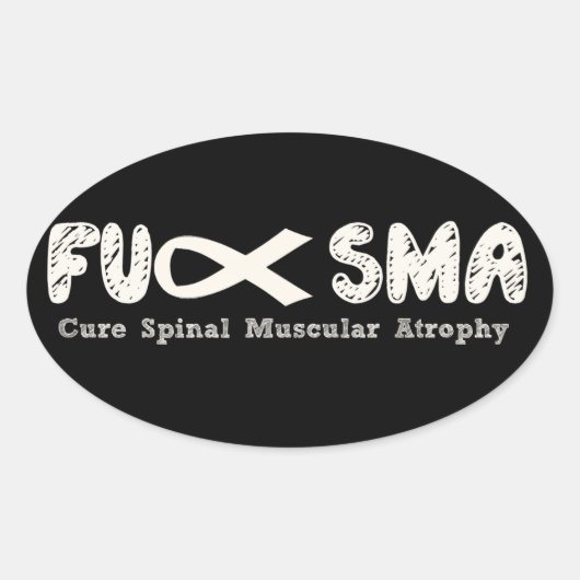Fu SMA Awareness Ribbon Cream Ovale Sticker (Voorkant)