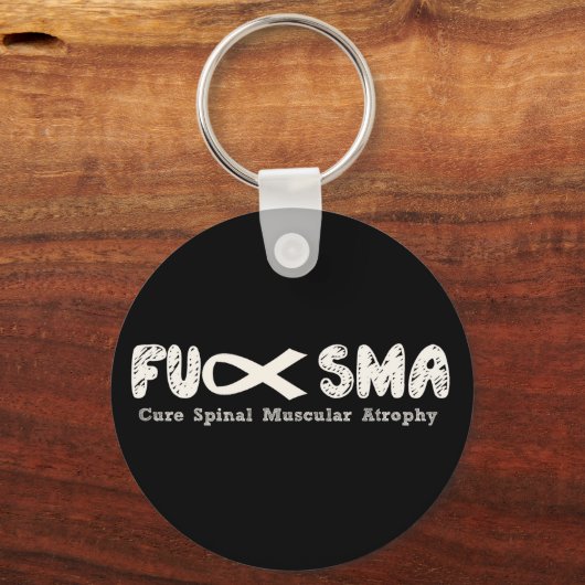 Fu SMA Awareness Ribbon Cream Sleutelhanger (Voorkant)