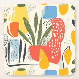 Fuavism Style Levendige kleuren Tuin Pot Kartonnen Onderzetters