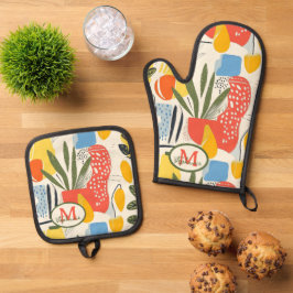 Fuavism Style Levendige kleuren Tuin Pot Ovenwant & Pannenlap Set