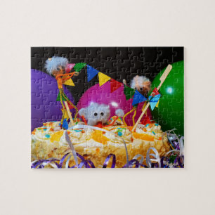 Fubby avontuur in feeststemming met taart. legpuzzel