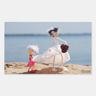 Fubby Bruidsmeisje met Bruid op strand. Rechthoekige Sticker