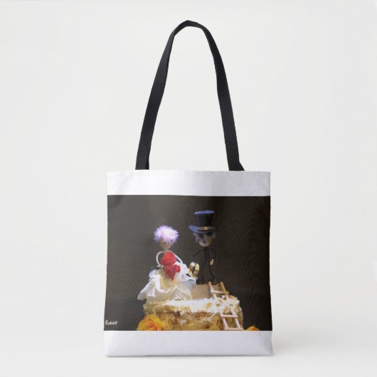 Fubby bruidspaartje op taart. tote bag (Voorkant)