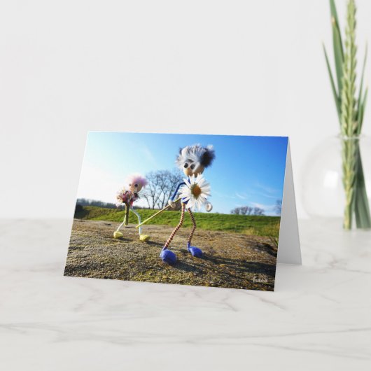 Fubby die madeliefjes plukken. bedankkaart (Voorkant)