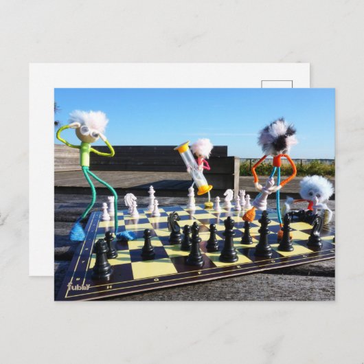 Fubby die schaakspel spelen. briefkaart (Voorkant / Achterkant)