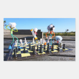 Fubby die schaakspel spelen. rechthoekige sticker