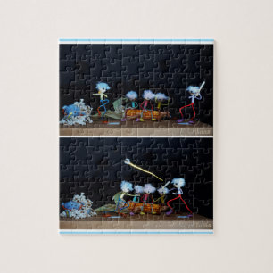 Fubby die slagbal spelen met mais/popcorn. legpuzzel