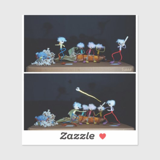 Fubby die slagbal spelen met mais/popcorn. sticker (Vel)