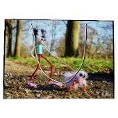 Fubby die zijn hondje uitlaat. groot cadeauzakje (Achterkant)