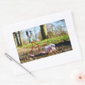 Fubby die zijn hondje uitlaat. rechthoekige sticker (Envelop)