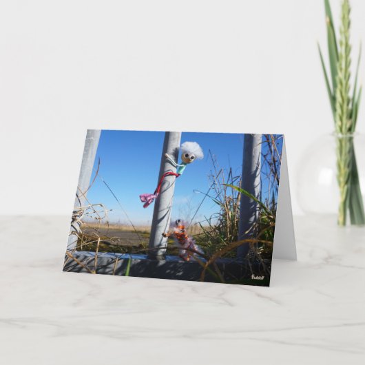 Fubby fantasie, op de vlucht voor een dier. bedankkaart (Voorkant)