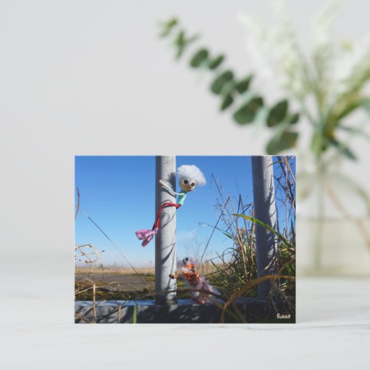 Fubby fantasie, op de vlucht voor een dier. briefkaart (Staand voorkant)