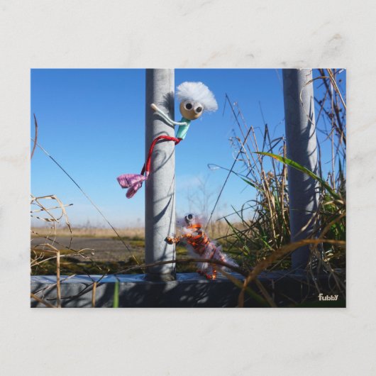 Fubby fantasie, op de vlucht voor een dier. briefkaart (Voorkant)